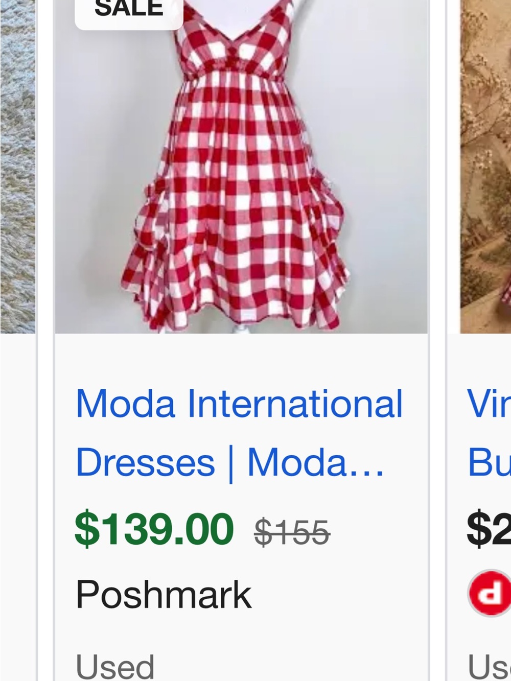 Victoria's Secret Red and White Gingham Sundress for Kids